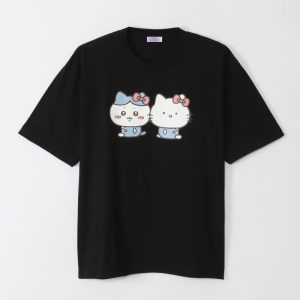 Chiikawa   Sanrio Characters Big T-Shirt Hachiware   Hello Kitty Black