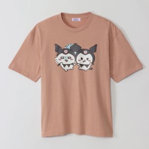 Chiikawa   Sanrio Characters Big T-Shirt Momonga   Kuromi Dusty Pink