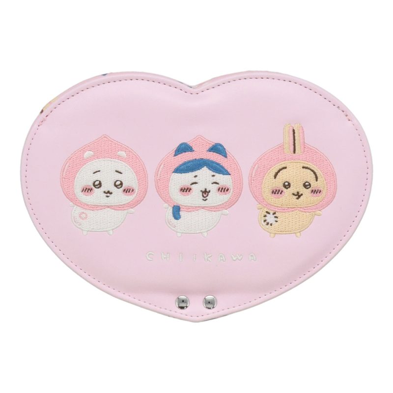 Chiikawa Heart-Shaped Fabric Mirror (Peach)