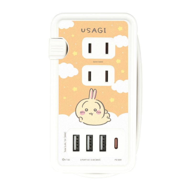 Chiikawa AC Tap with USB/USB Type-C (Usagi)
