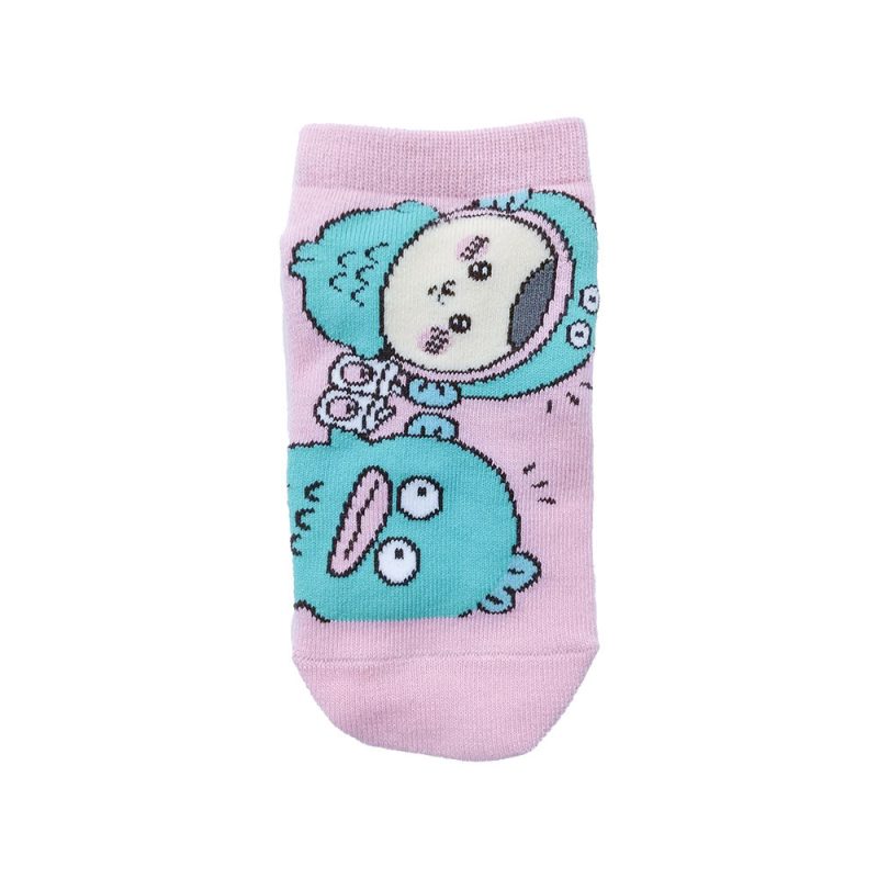Chiikawa x Sanrio Characters Sneaker Socks (Kurimanju & Hangyodon) Kids'