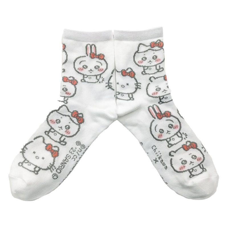 Chiikawa x Sanrio Characters Crew Socks (Hello Kitty All-Over Pattern) Women's