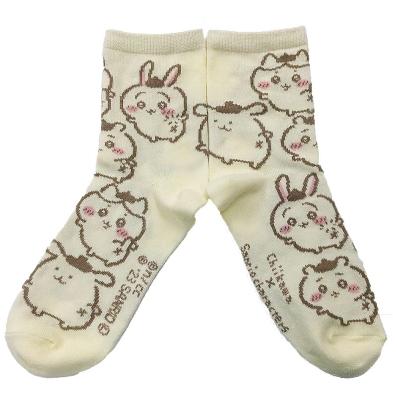 Chiikawa x Sanrio Characters Crew Socks (Pompompurin All-Over Pattern) Women's