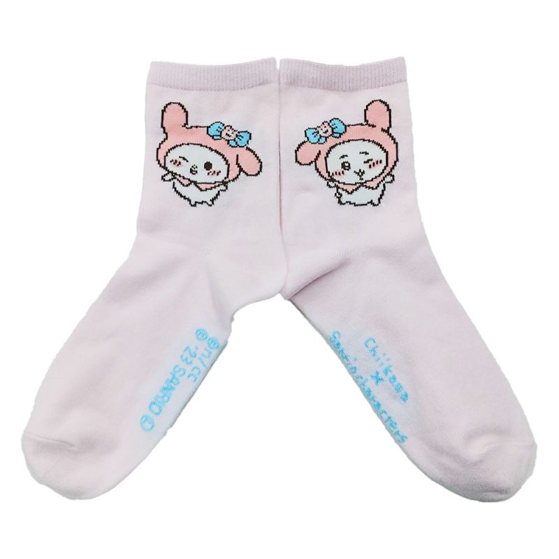 Chiikawa x Sanrio Characters Crew Socks (Chiikawa & My Melody) Women's