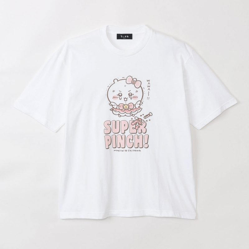 Chiikawa Super Magical Chiikawa Big T-shirt SUPER PINCH! White