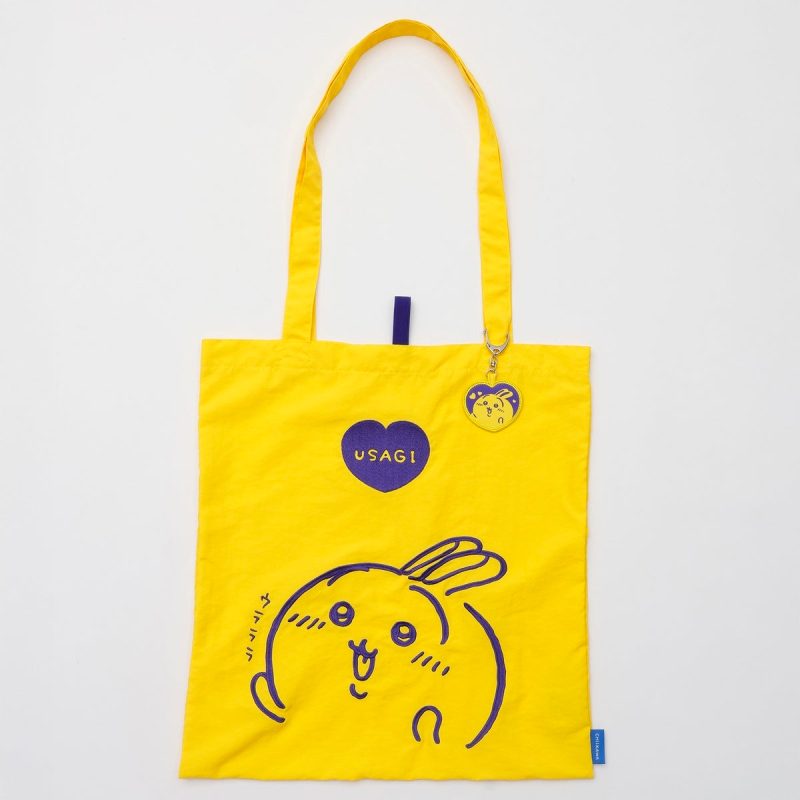 Chiikawa Embroidered ToteBag UsagiHeart Yellow (with embroideryKey ring)