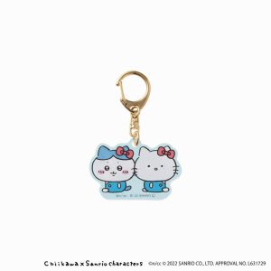 Chiikawa   Sanrio Characters Aurora Acrylic Key ring (Hachiware & Hello Kitty)