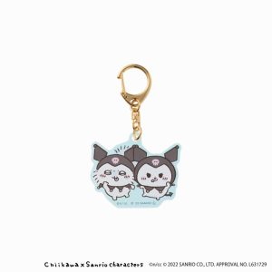Chiikawa   Sanrio Characters Aurora Acrylic Key ring (Momonga & Kuromi)