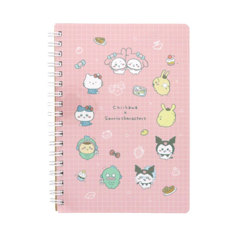 Chiikawa x Sanrio Characters W-Ring Notebook B6 (Pink)