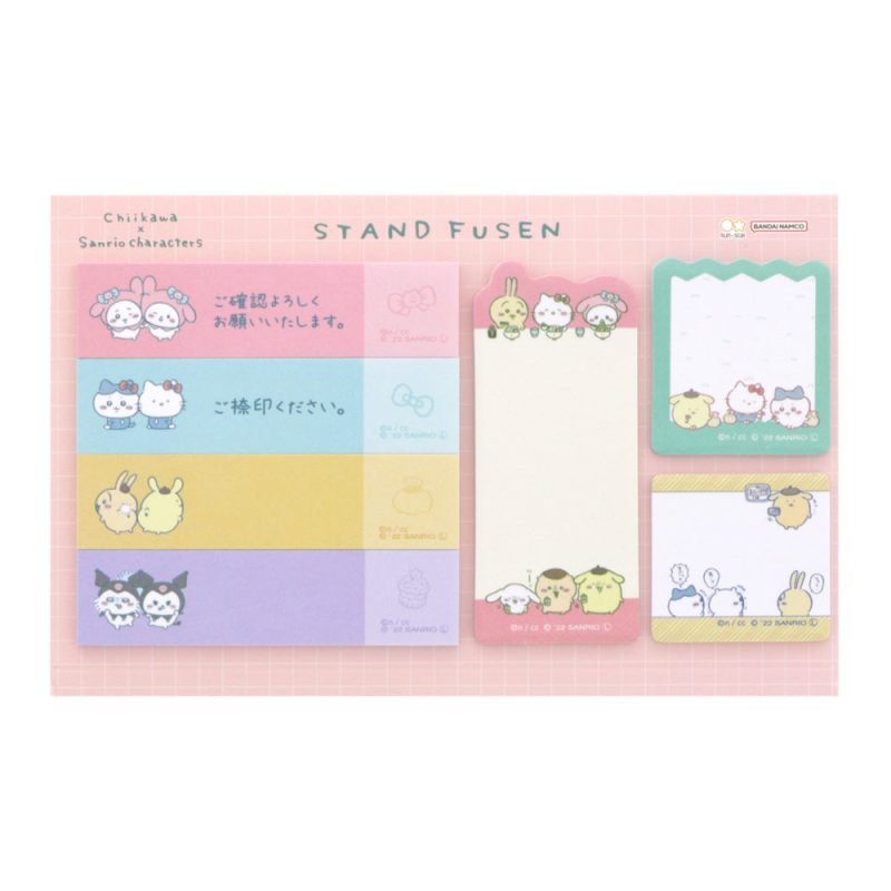 Chiikawa x Sanrio Characters Stand Sticky Notes (Pink)