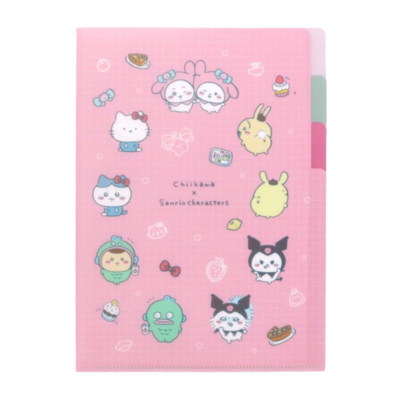 Chiikawa x Sanrio Characters Clear File A5 3P (Pink)